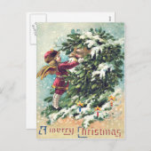 Santa Claus Angel Cherub Mistletoe Feestdagenkaart (Voorkant / Achterkant)