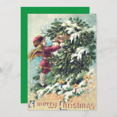 Santa Claus Angel Cherub Mistletoe Kaart (Voorkant / Achterkant)