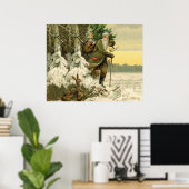 Santa Claus  Antiek kerstboom Poster (Thuiskantoor)