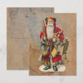 Santa Claus  Antiek Kerstmis Feestdagenkaart (Voorkant / Achterkant)