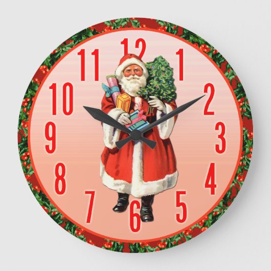  Santa Claus Art Wall Clock Grote Klok (Voorkant)