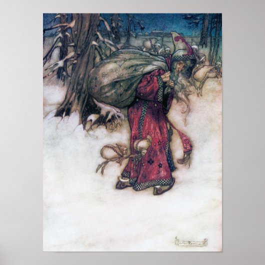 Santa Claus, Arthur Rackham Illustratie Poster (Voorkant)