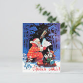 Santa CLaus astronoom, Russische vakantie Briefkaart (Staand voorkant)