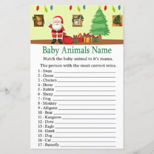 Santa Claus Baby Dieren Naam Game baby shower