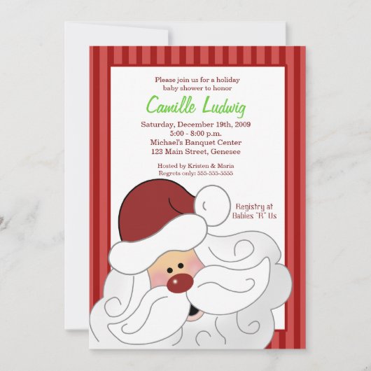 SANTA CLAUS Baby shower kerstuitnodiging Kaart (Voorkant)