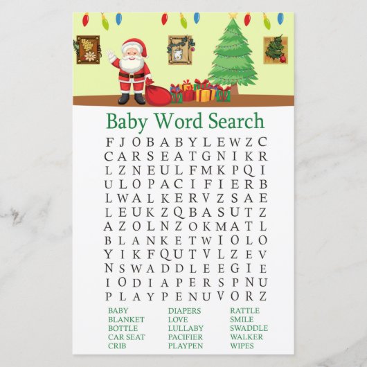 Santa Claus Baby shower Word Search Game (Voorkant)