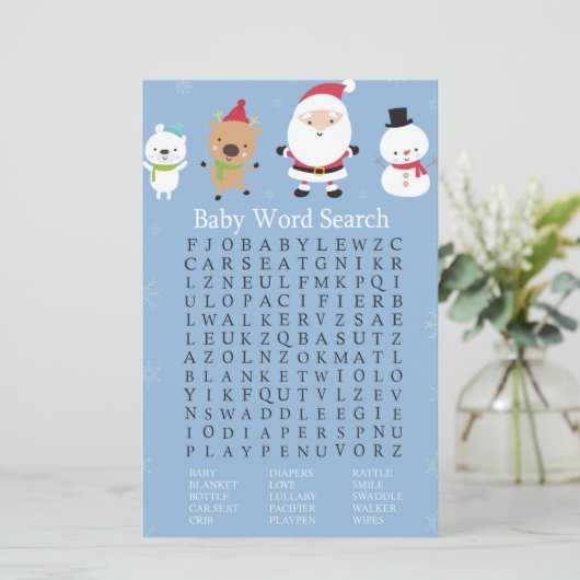 Santa Claus Baby shower Word Search Game (Staand voorkant)