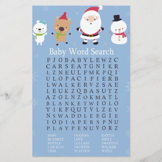 Santa Claus Baby shower Word Search Game (Voorkant)
