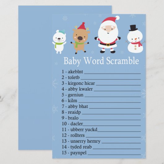Santa Claus Baby word scramble game (Voorkant / Achterkant)