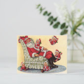 Santa Claus Babysits Retro Afbeelding Holiday Briefkaart (Staand voorkant)