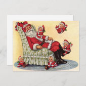 Santa Claus Babysits Retro Afbeelding Holiday Briefkaart (Voorkant / Achterkant)