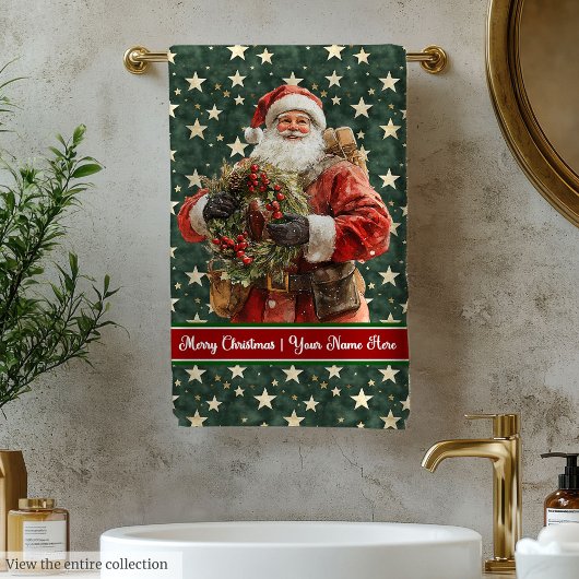 Santa Claus Badhanddoeken in Trendy Waterverf Bad Handdoek