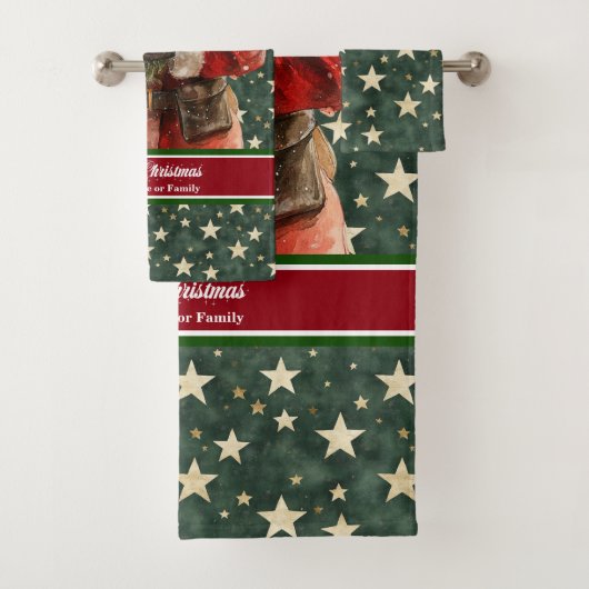 Santa Claus Badhanddoeken in Trendy Waterverf Bad Handdoek (Insitu)