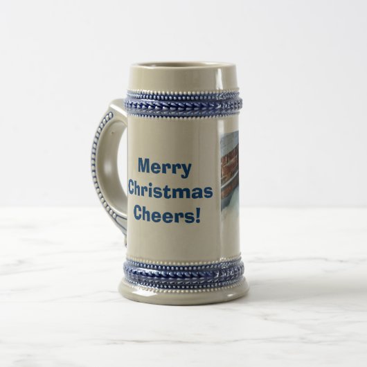 Santa Claus Bag in sneeuw Bierpul (Voorkant links)