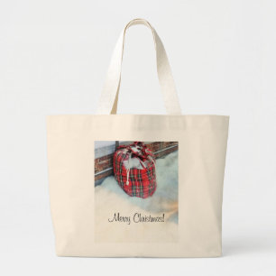 Santa Claus Bag in sneeuw Grote Tote Bag