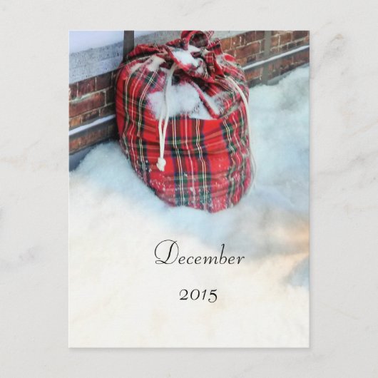 Santa Claus Bag in sneeuw, kaart van december 2015 (Voorkant)