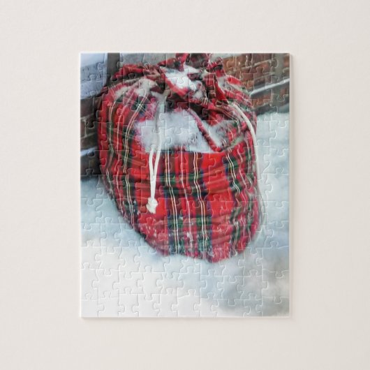 Santa Claus Bag in sneeuw Legpuzzel (Verticaal)