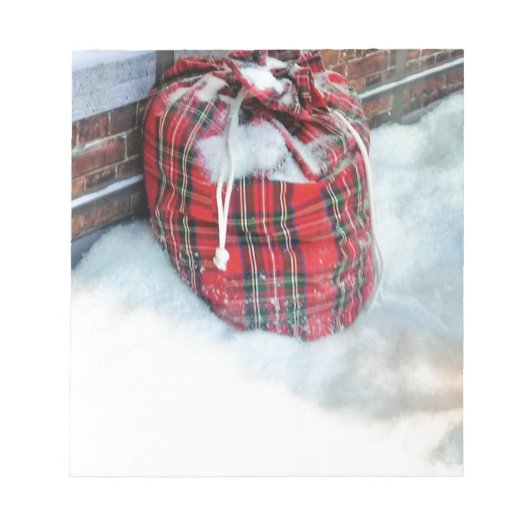 Santa Claus Bag in sneeuw Notitieblok (Voorkant)