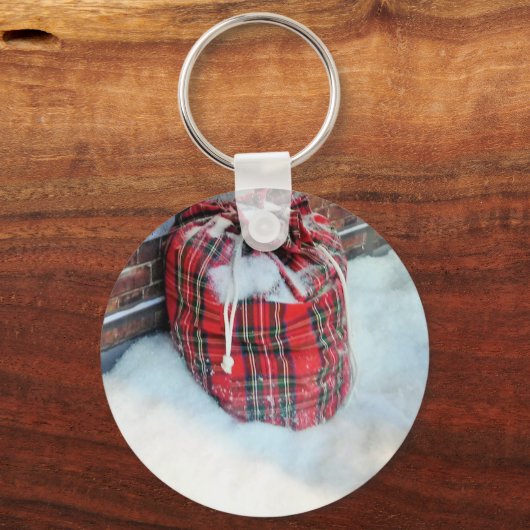 Santa Claus Bag in sneeuw Sleutelhanger (Voorkant)