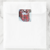 Santa Claus Bag in sneeuw Vierkante Sticker (Tas)