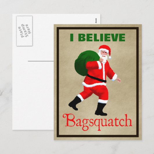 Santa Claus - Bagsquatch Feestdagenkaart (Voorkant / Achterkant)