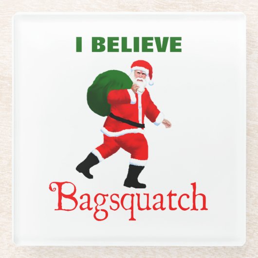 Santa Claus - Bagsquatch Glazen Onderzetter (Voorkant)