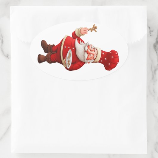 Santa Claus Bakes Gingerbrood Ovale Sticker (Tas)