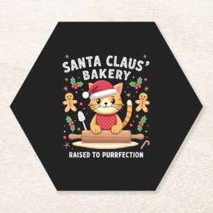 Santa Claus Bakkerij Gekneed Tot Purrfectie Kerstm Kartonnen Onderzetters