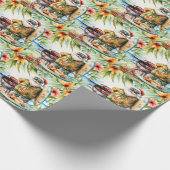 Santa Claus Barbecue op het strand Cadeaupapier (Hoek)