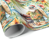 Santa Claus Barbecue op het strand Cadeaupapier (Rol Hoek)