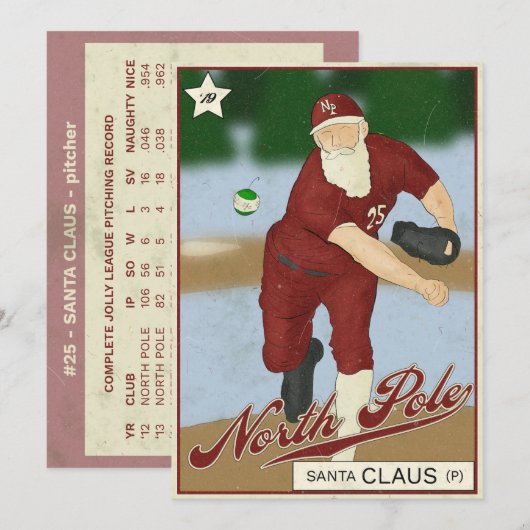 Santa Claus Baseball Card Kaart (Voorkant / Achterkant)