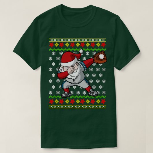 Santa Claus Baseball Player Ugly KerstSweater T-shirt (Design voorkant)