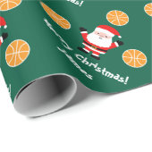 Santa Claus basketball player cartoon Christmas Cadeaupapier (Rol Hoek)
