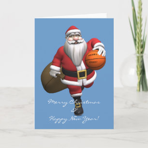Santa Claus Basketball Player Feestdagen Kaart