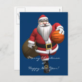 Santa Claus Basketball Player Feestdagenkaart (Voorkant / Achterkant)