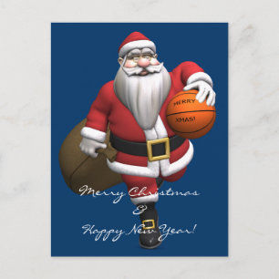 Santa Claus Basketball Player Feestdagenkaart