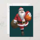 Santa Claus Basketball Player Feestdagenkaart (Voorkant / Achterkant)