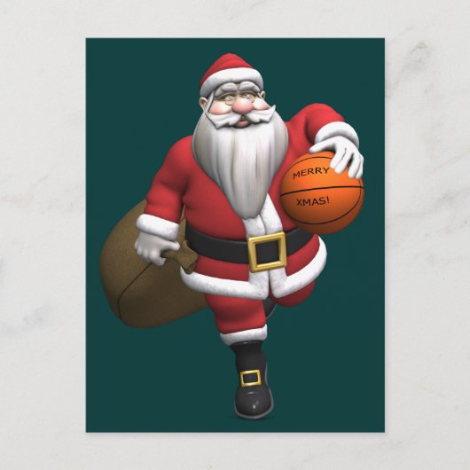 Santa Claus Basketball Player Feestdagenkaart (Voorkant)