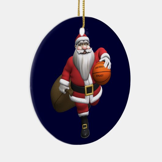 Santa Claus Basketball Player Keramisch Ornament (Rechts)