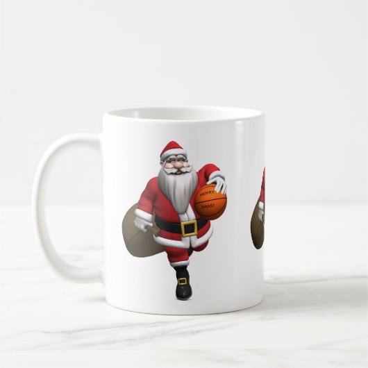 Santa Claus Basketball Player Koffiemok (Links)
