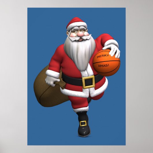 Santa Claus Basketball Player Poster (Voorkant)
