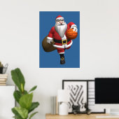 Santa Claus Basketball Player Poster (Thuiskantoor)