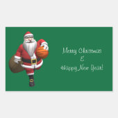 Santa Claus Basketball Player Rechthoekige Sticker (Voorkant)