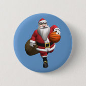 Santa Claus Basketball Player Ronde Button 5,7 Cm (Voorkant)