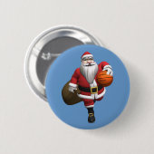 Santa Claus Basketball Player Ronde Button 5,7 Cm (Voorkant /achterkant)