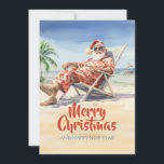 Santa Claus Beach Waterverf Feestdagenkaart<br><div class="desc">Sinterklaas Grappige Tekening,  cartoon waterverf Illustratie,  drink Cocktail Zon,  Vader Vrolijke Feestelijke Stoel,  Resort Happy Sand Vrolijk,  Oceaan zee Kerstvakantie,  man Xmas Tropical,  Strand Sinterklaas</div>
