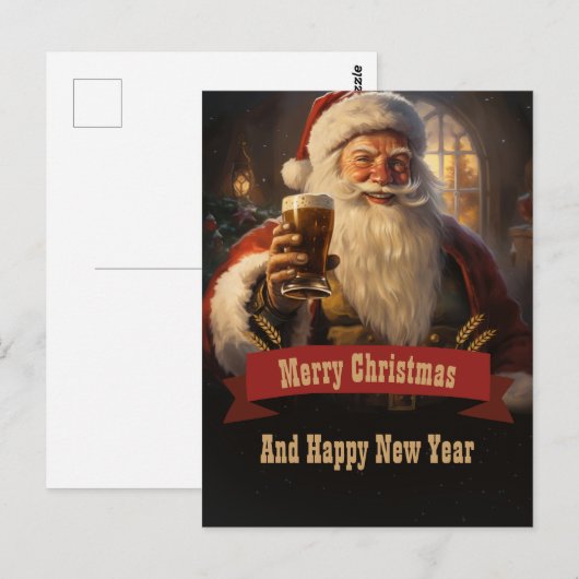 Santa Claus Beer Briefkaart (Voorkant / Achterkant)