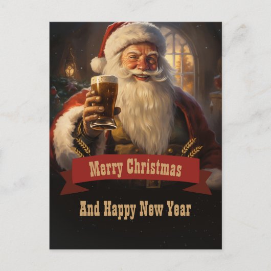 Santa Claus Beer Briefkaart (Voorkant)