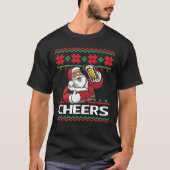 Santa Claus Beer Drink de Cheers Ugly Kerstmis T-shirt (Voorkant)