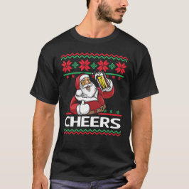 Santa Claus Beer Drink de Cheers Ugly Kerstmis T-shirt